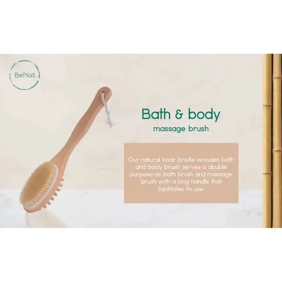 Soft Bristle Body Massage Brush with Wooden Handle