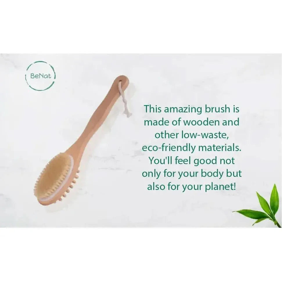 Soft Bristle Body Massage Brush with Wooden Handle