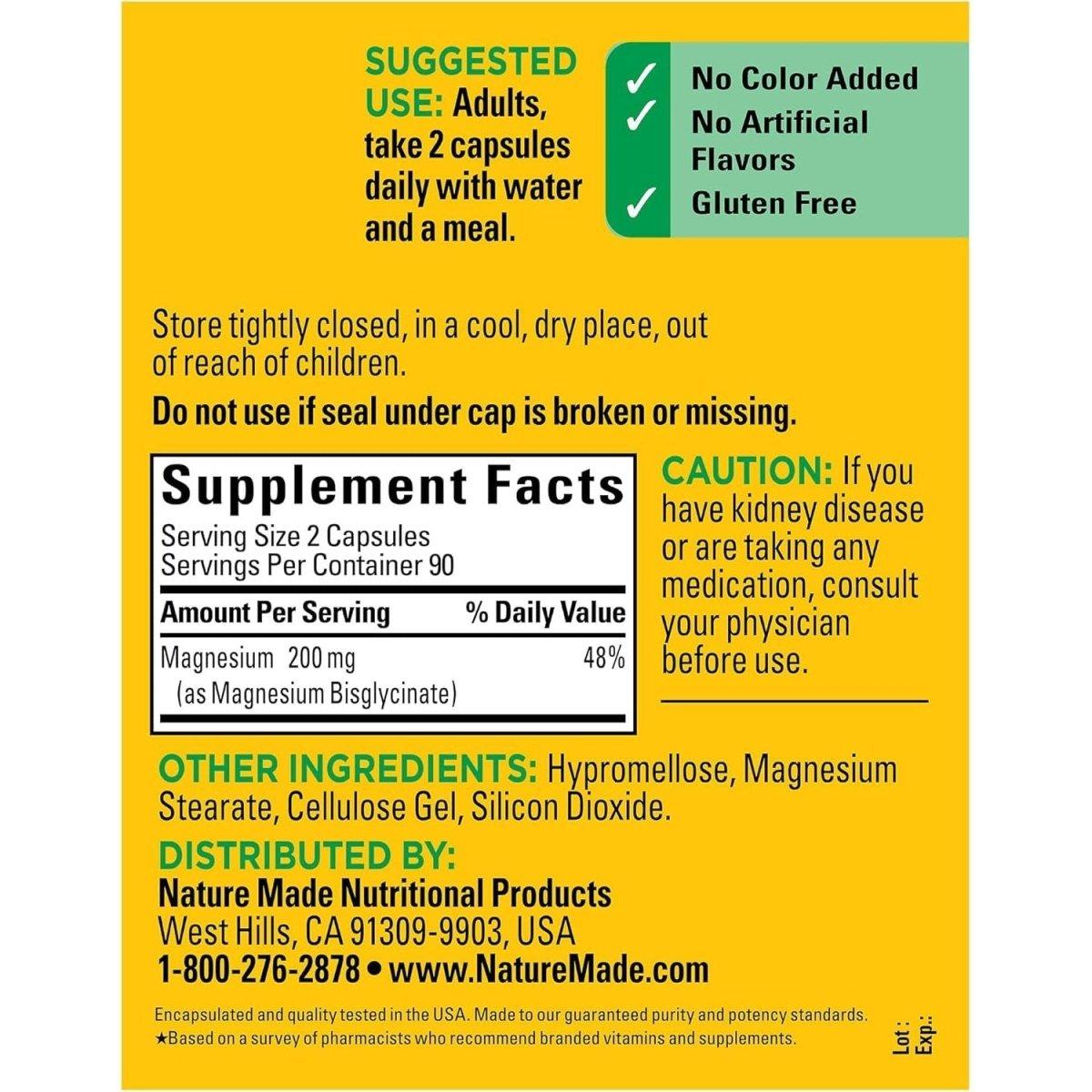 High Potency Magnesium Supplement 200mg - 180 Capsules