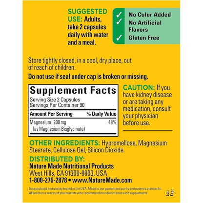 High Potency Magnesium Supplement 200mg - 180 Capsules