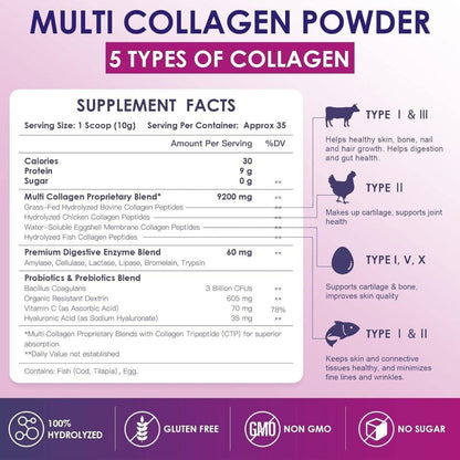 Premium Collagen Protein Powder with Vitamins & Probiotics
