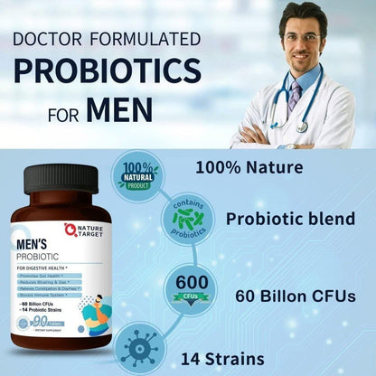 Powerful Probiotics for Men - 60 Billion CFU Tablets
