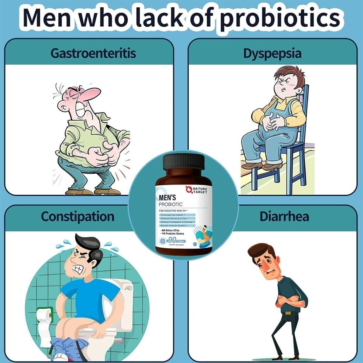 Powerful Probiotics for Men - 60 Billion CFU Tablets