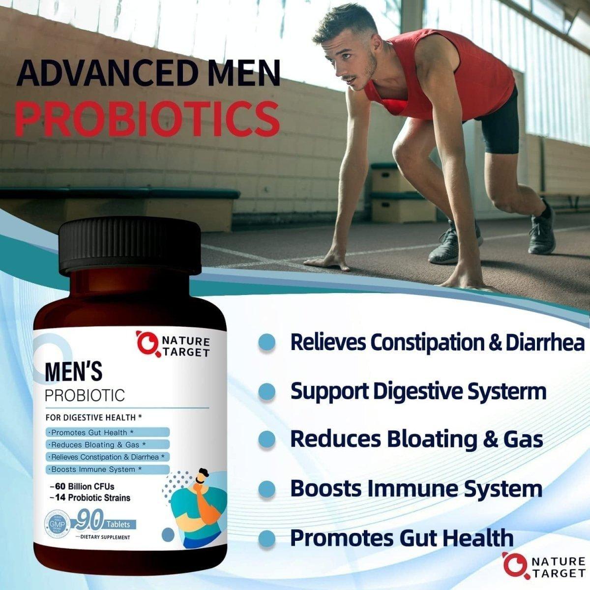Powerful Probiotics for Men - 60 Billion CFU Tablets