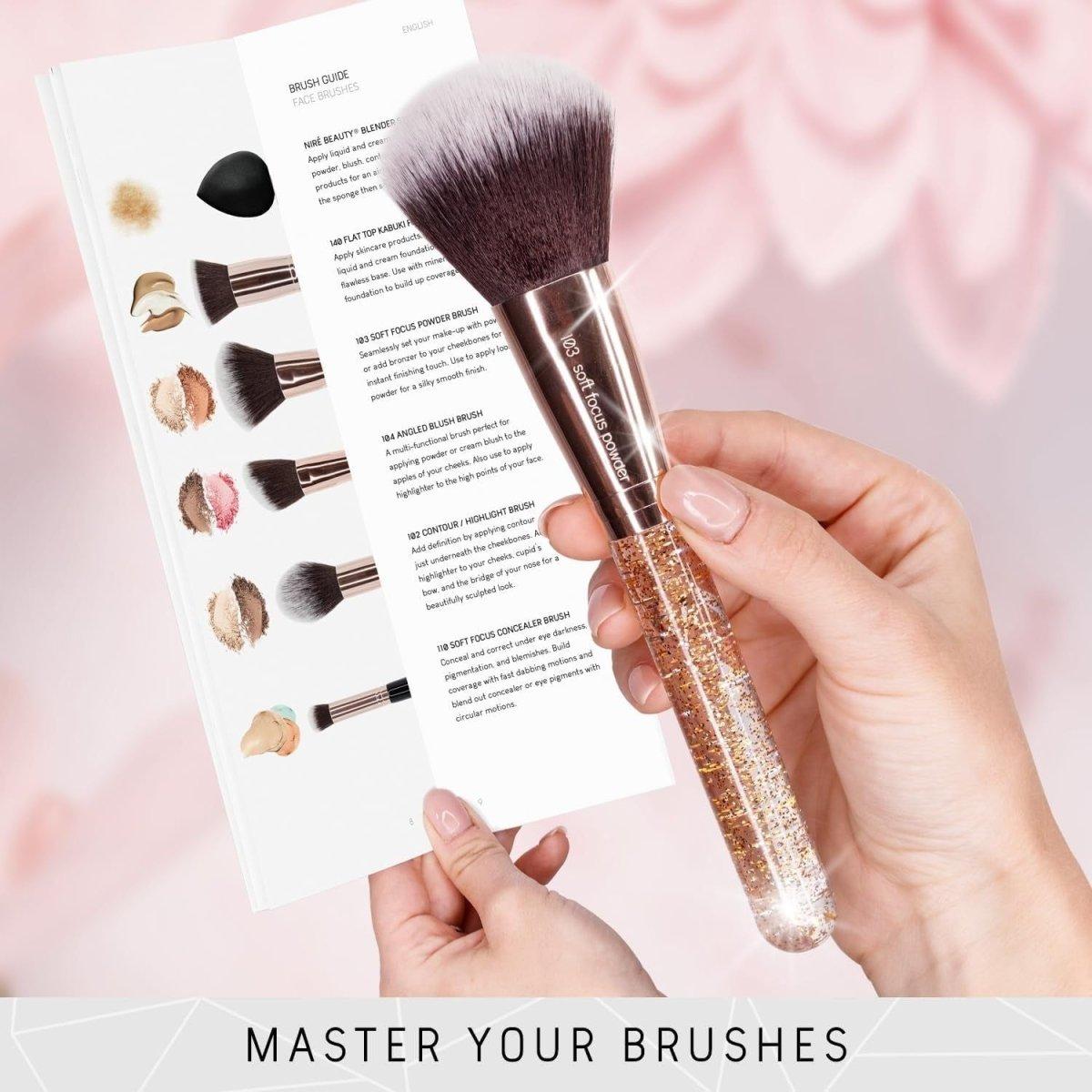 Luxurious 15pc Rose Gold Glitter Makeup Brush Set