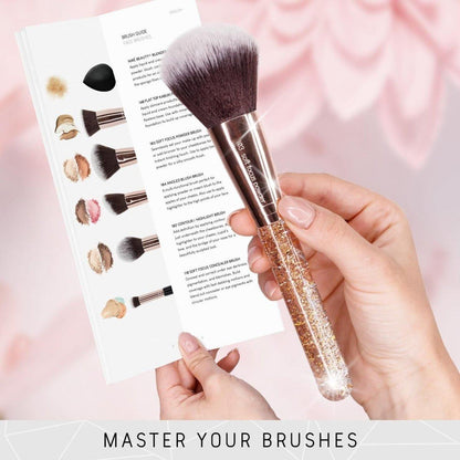 Luxurious 15pc Rose Gold Glitter Makeup Brush Set