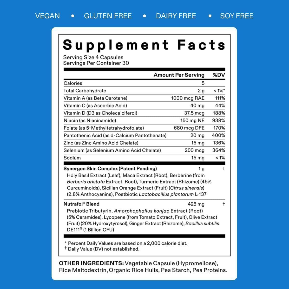 Natural Acne Relief Supplements for Women - 120 Capsules