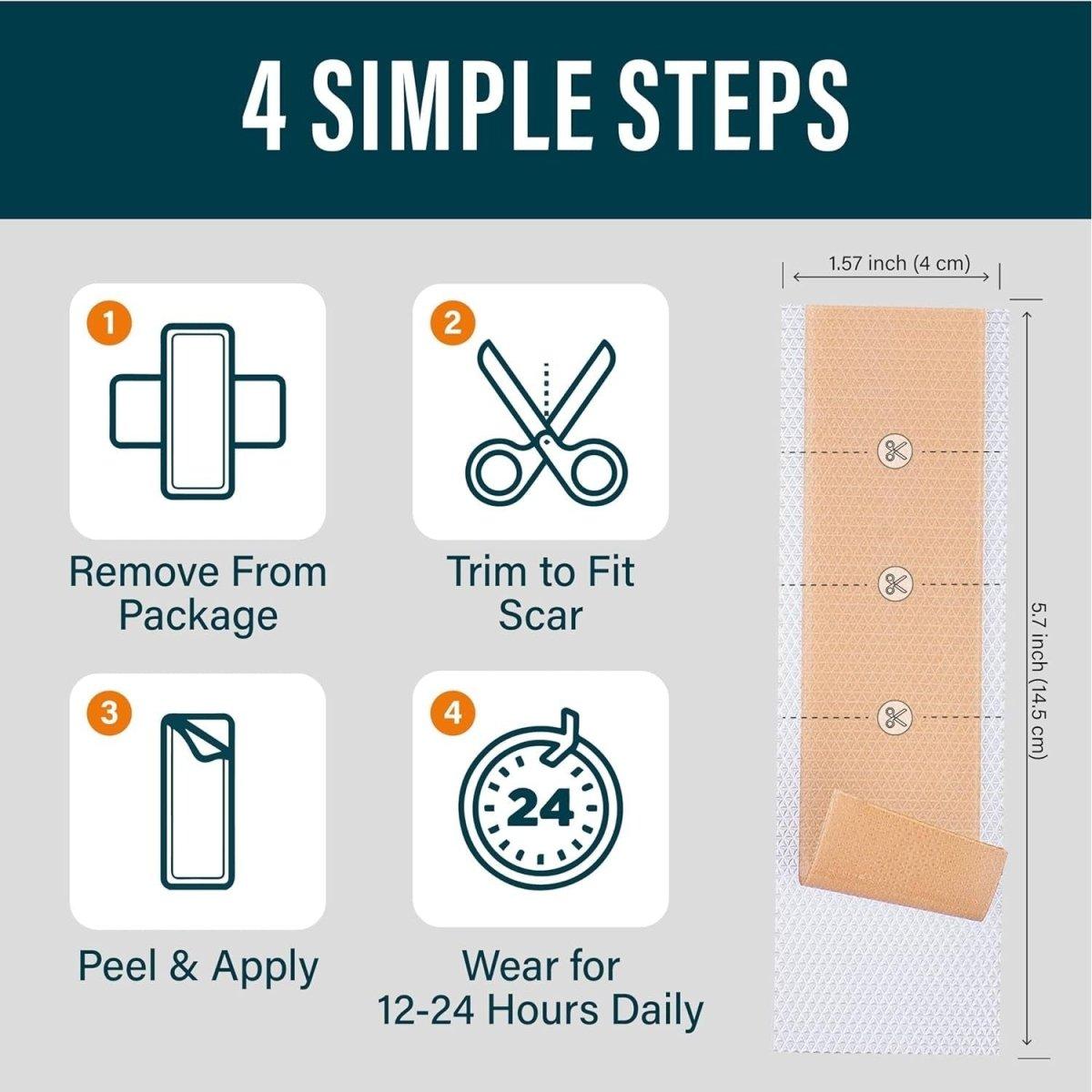 Silicone Scar Healing Pads - 4 Piece Set