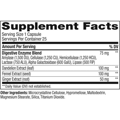 Natural Digestive Aid Capsules, 25 Count
