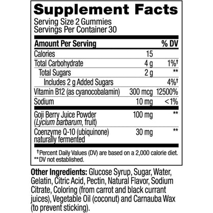 Natural Energy Gummies with B12 and CoQ10, 60 Count