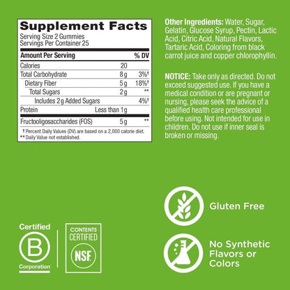 Delicious Fiber Gummy Vitamins - 50 Pack | 5g Fiber Supplement