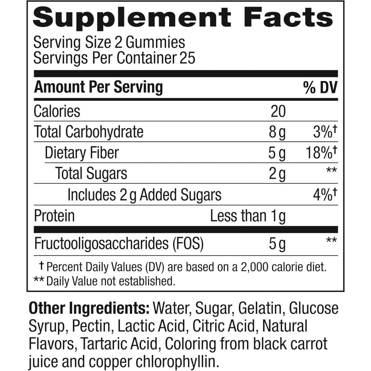 Delicious Fiber Gummy Vitamins - 50 Pack | 5g Fiber Supplement