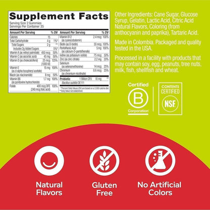 Delicious Probiotic Vitamin Gummies for Adults, 1 Billion CFU