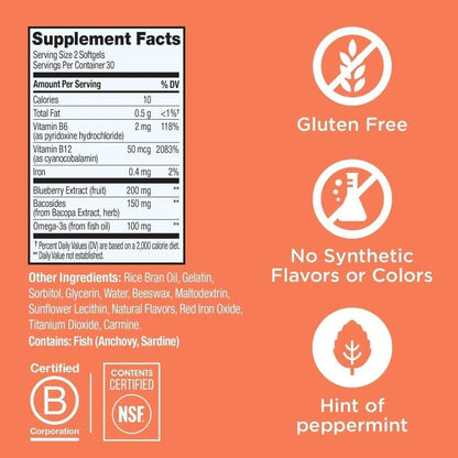 Brain Health Softgels, 30 Day Mental Focus Supplement