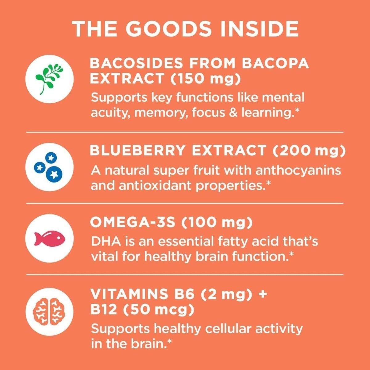 Brain Health Softgels, 30 Day Mental Focus Supplement