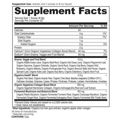 Natural Greens Supplement with Collagen for Skin