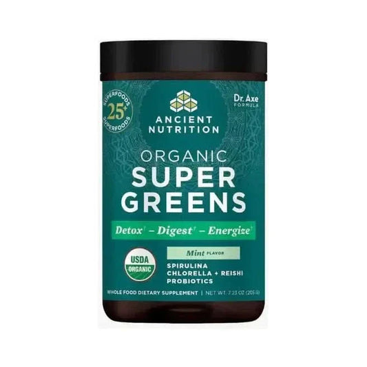 Natural Organic Greens Powder - Mint Flavor & Probiotics - Mycosmeticslondon