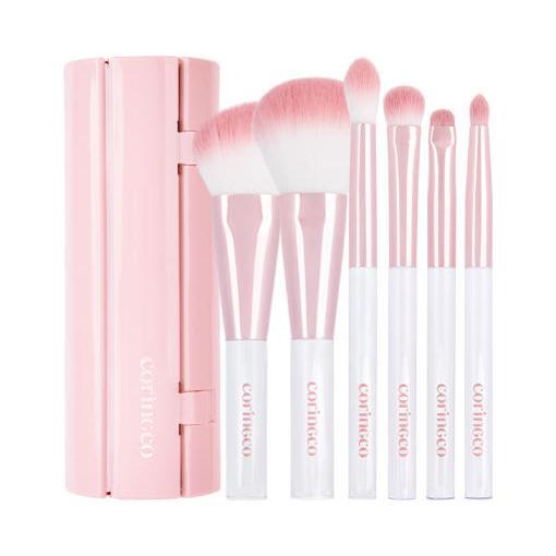 Portable 6 Piece Pink Makeup Brush Kit with Case - Mycosmeticslondon
