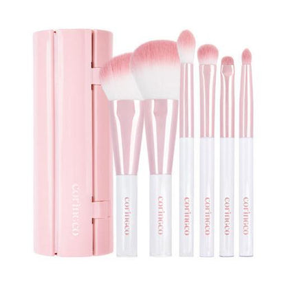 Portable 6 Piece Pink Makeup Brush Kit with Case - Mycosmeticslondon