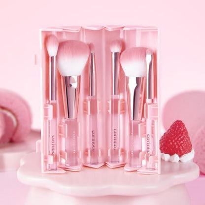 Portable 6 Piece Pink Makeup Brush Kit with Case