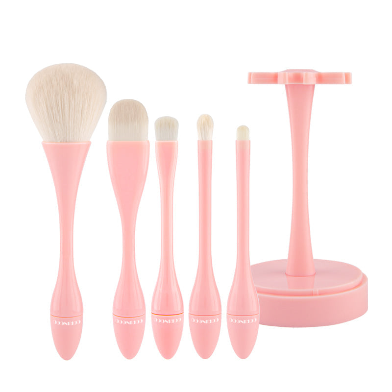 Portable 5 Piece Makeup Brush Kit with Travel Case