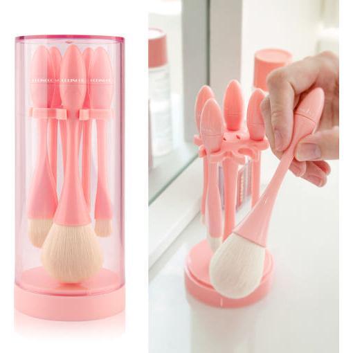 Portable 5 Piece Makeup Brush Kit with Travel Case