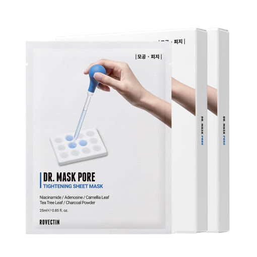 ROVECTIN Dr. Mask Pore  25ml x 10 Sheets | Cleanse Pores, Balance Oil & Hydrate Skin - Mycosmeticslondon