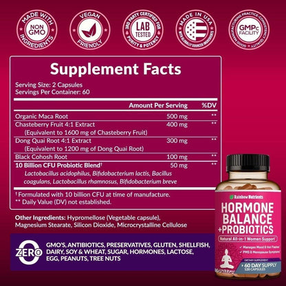 Women's Health Supplement with Probiotics & Hormone Support
