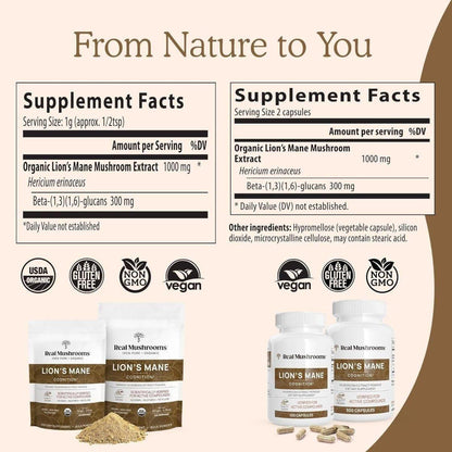 Natural Lion's Mane Brain Health Capsules 300ct