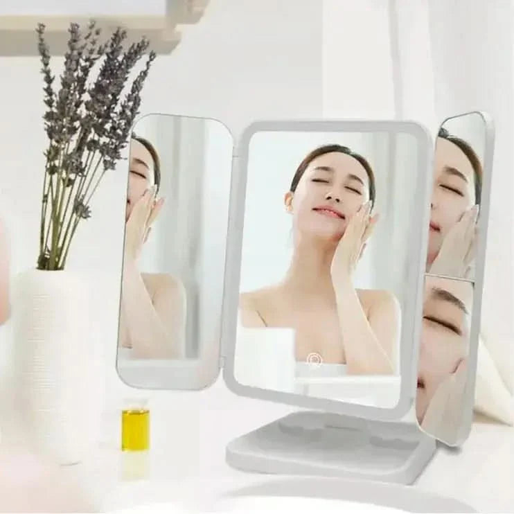 Compact LED Vanity Mirror with Adjustable Color Lights - Mycosmeticslondon