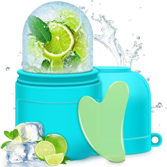 Cooling Ice Facial Roller and Gua Sha Tool Set - Blue - Mycosmeticslondon