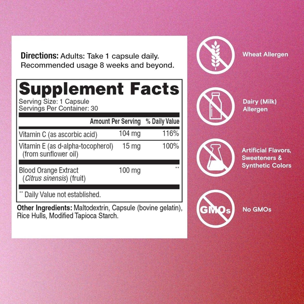 Daily Glow Vitamin Supplement with Orange Extract - 30 Capsules