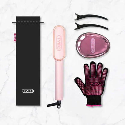Pink Hair Straightening Comb Brush