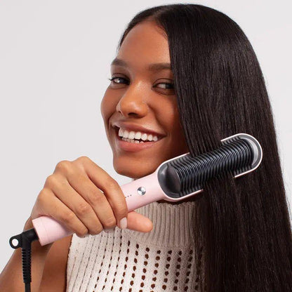 Pink Hair Straightening Comb Brush
