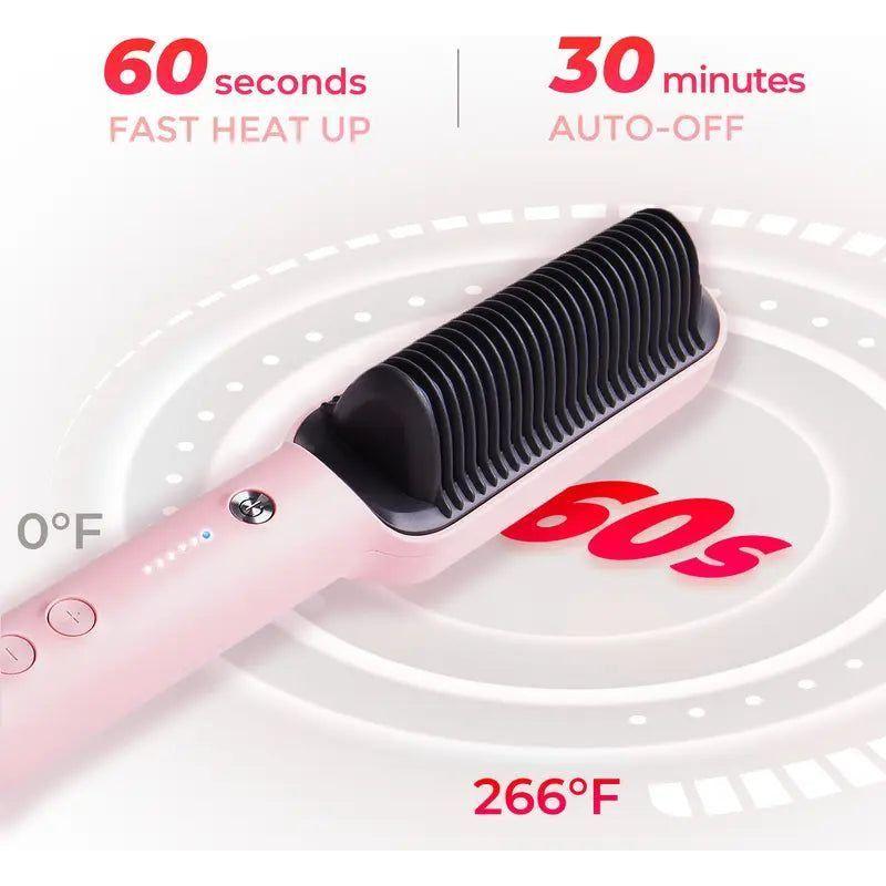 Pink Hair Straightening Comb Brush