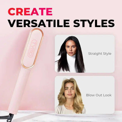 Pink Hair Straightening Comb Brush