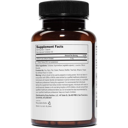 Natural Mood Support Lithium Orotate Supplement Capsules