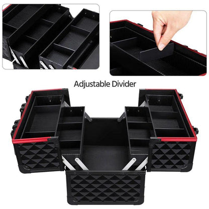 Secure Makeup Storage Case - Red/Black, Silver/Black