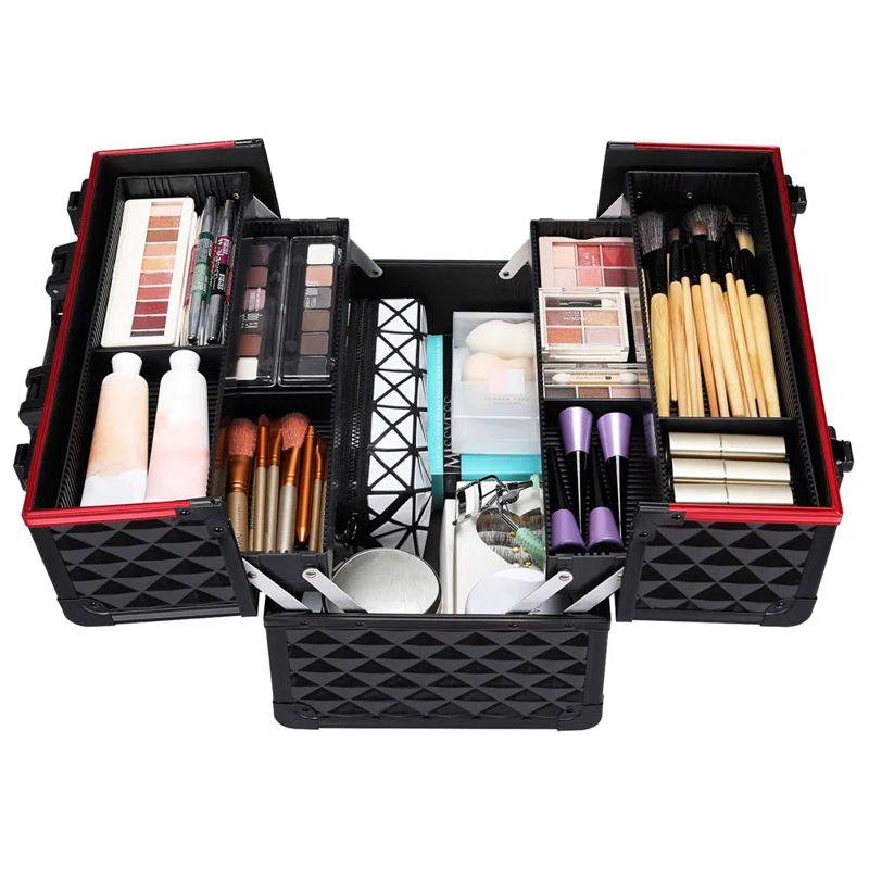 Secure Makeup Storage Case - Red/Black, Silver/Black