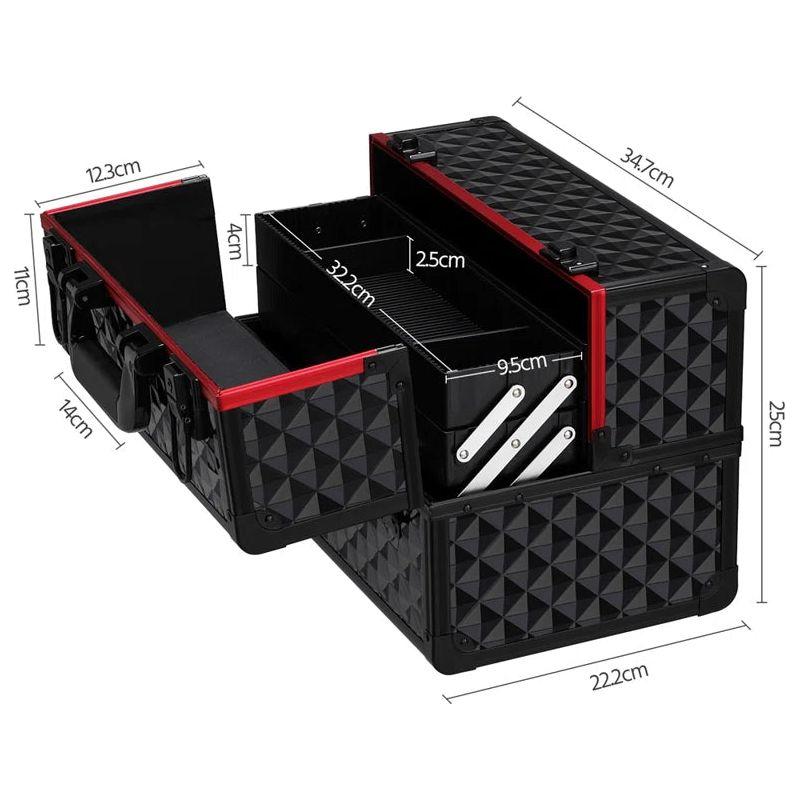 Secure Makeup Storage Case - Red/Black, Silver/Black