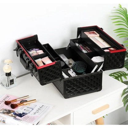 Secure Makeup Storage Case - Red/Black, Silver/Black