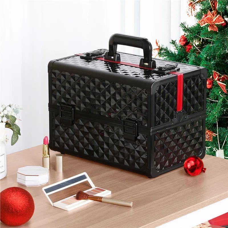 Secure Makeup Storage Case - Red/Black, Silver/Black