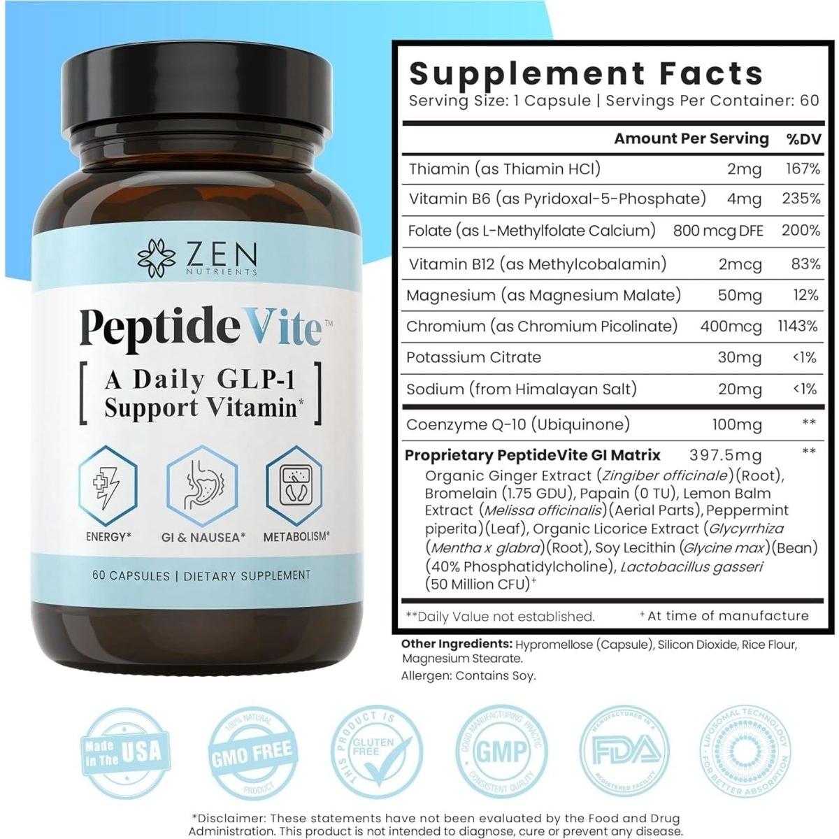 Natural GLP-1 Supplement Vitamin - 60 Capsules