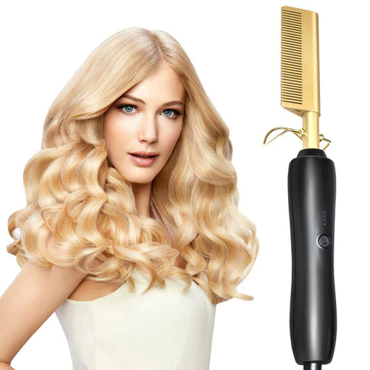 Professional Iron Hair Straightener Curler Comb