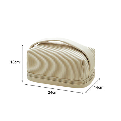 Toast Large Makeup Bag - Double Layer Cosmetic Bag - Portable Toiletry Bag