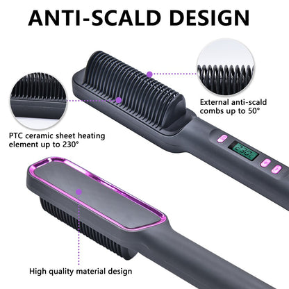 Fast-heating 3 in 1 Hair Straightener Brush