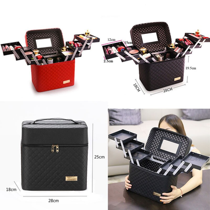 Professional Large Capacity Makeup Bag with Mirror