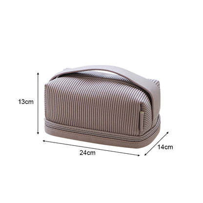 Toast Large Makeup Bag - Double Layer Cosmetic Bag - Portable Toiletry Bag