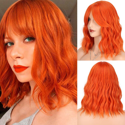 Wavy Shoulder Length Wigs for Women with Fringe