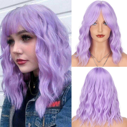 Wavy Shoulder Length Wigs for Women with Fringe
